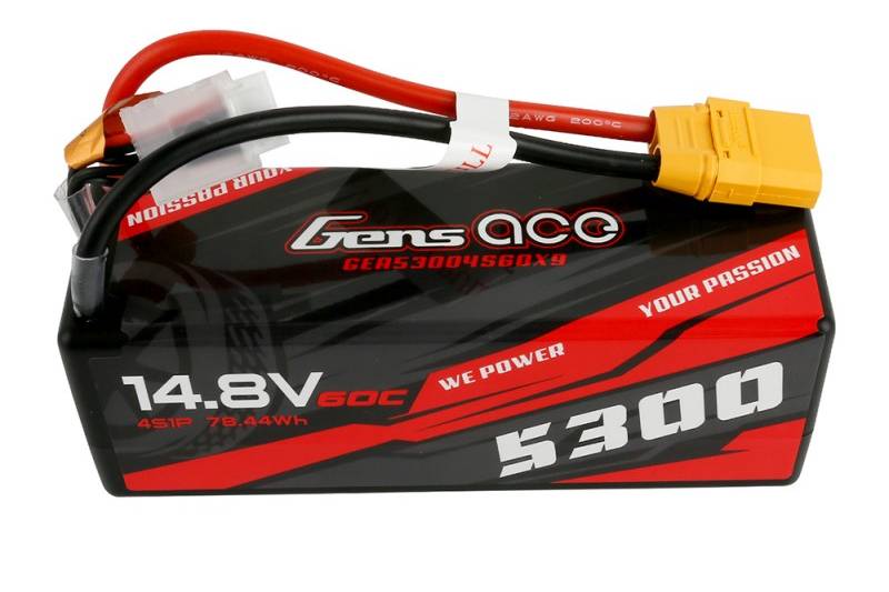 Gens ace 5300mAh 14.8V 60C 4S1P HardCase 14# car Lipo Battery
